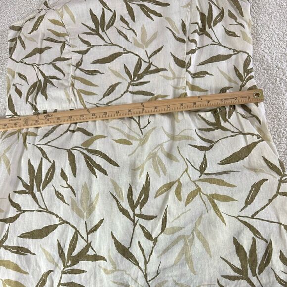 Vintage Click & CMC Dress Womens Plus Sz XXL Leaf print Linen Made in USA Gauze - Picture 12 of 12